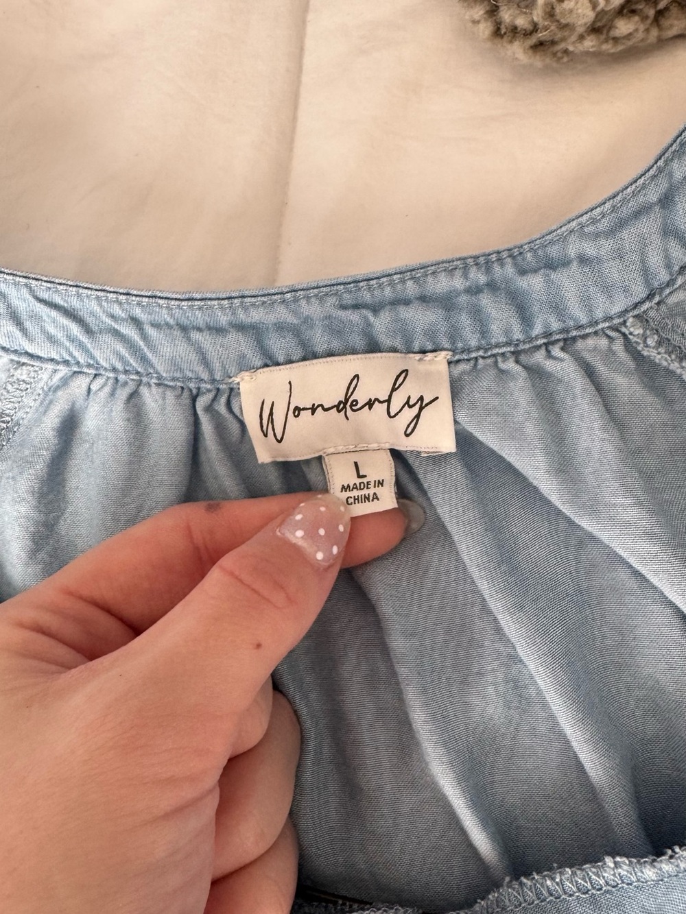 Wonderly Blue Tie-Front Peasant Blouse - Picture 2 of 3
